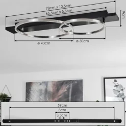Plafonnier Pompu LED Noir, 2 lumières