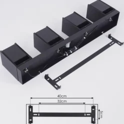 Plafonnier Prassinet Noir, 4 lumières