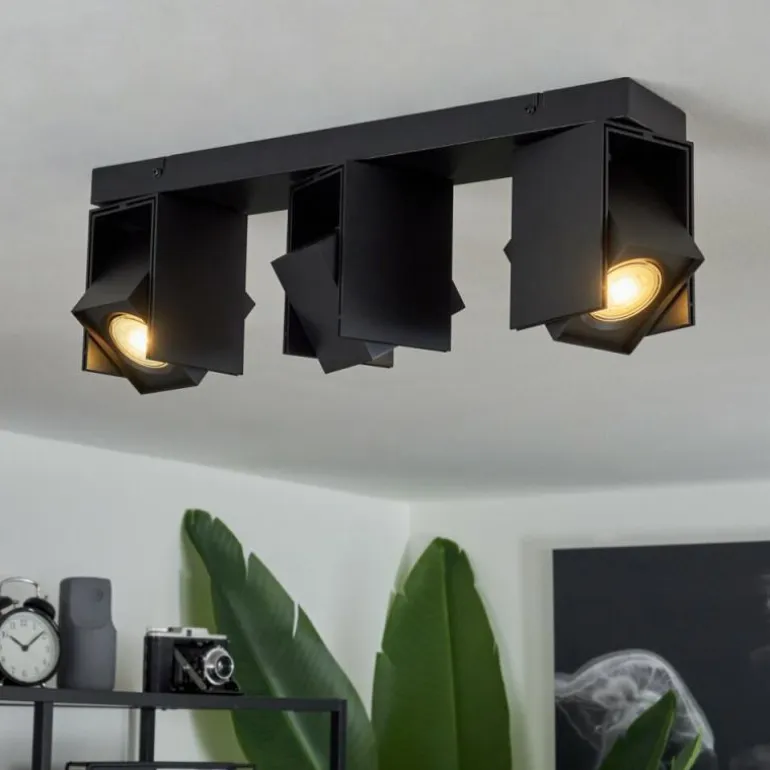 Plafonnier Prassinet Noir, 3 lumières