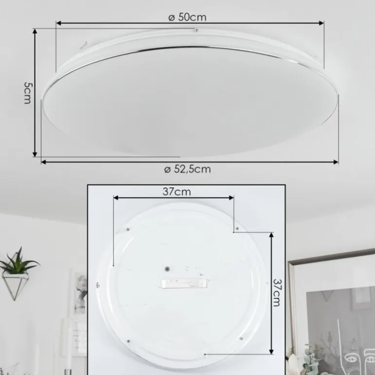 Plafonnier Remenoville LED Chrome, Blanc, 1 lumière