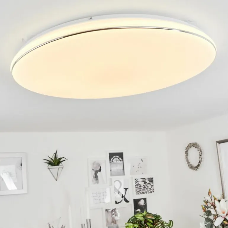 Plafonnier Remenoville LED Chrome, Blanc, 1 lumière