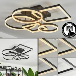 Plafonnier Sistelo LED Noir, 1 lumière