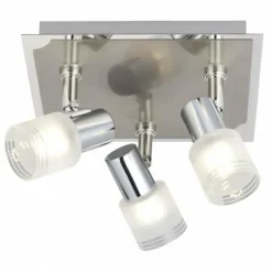 Plafonnier à spots Brilliant Leuchten Lea Chrome, Blanc, 3 lumières