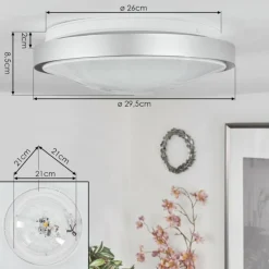 Plafonnier Subles LED Argenté, Blanc, 1 lumière, Détecteur de mouvement