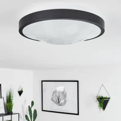 Plafonnier Subles LED Noir, Blanc, 1 lumière, Détecteur de mouvement