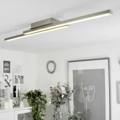 Plafonnier Tamizat LED Nickel mat, 2 lumières, Changeur de couleurs