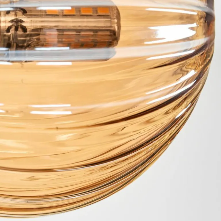 Plafonnier - Verre 10 cm, 12 cm, 15 cm Chehalis Ambre, 8 lumières