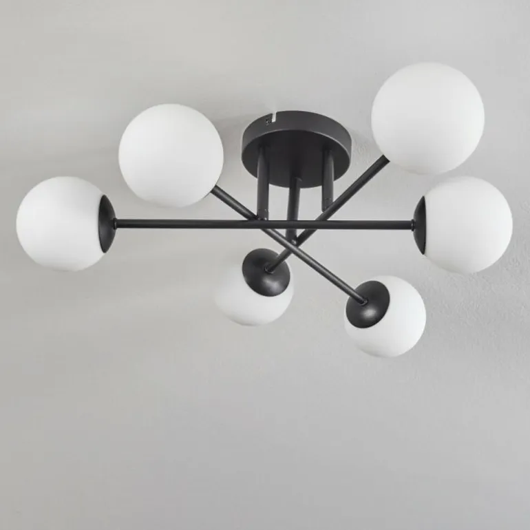 Plafonnier - Verre 10 cm Chehalis Blanc, 6 lumières