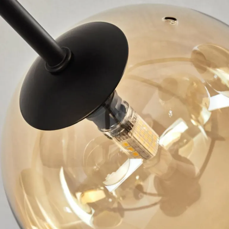 Plafonnier - Verre 15 cm Chehalis Ambre, 6 lumières
