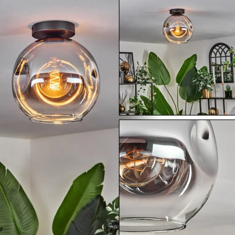 Plafonnier - Verre 25 cm Ripoll Chrome, Clair, 1 lumière