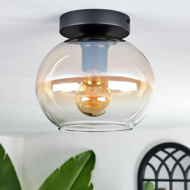 Plafonnier - Verre Apedo Ambre, Clair, 1 lumière