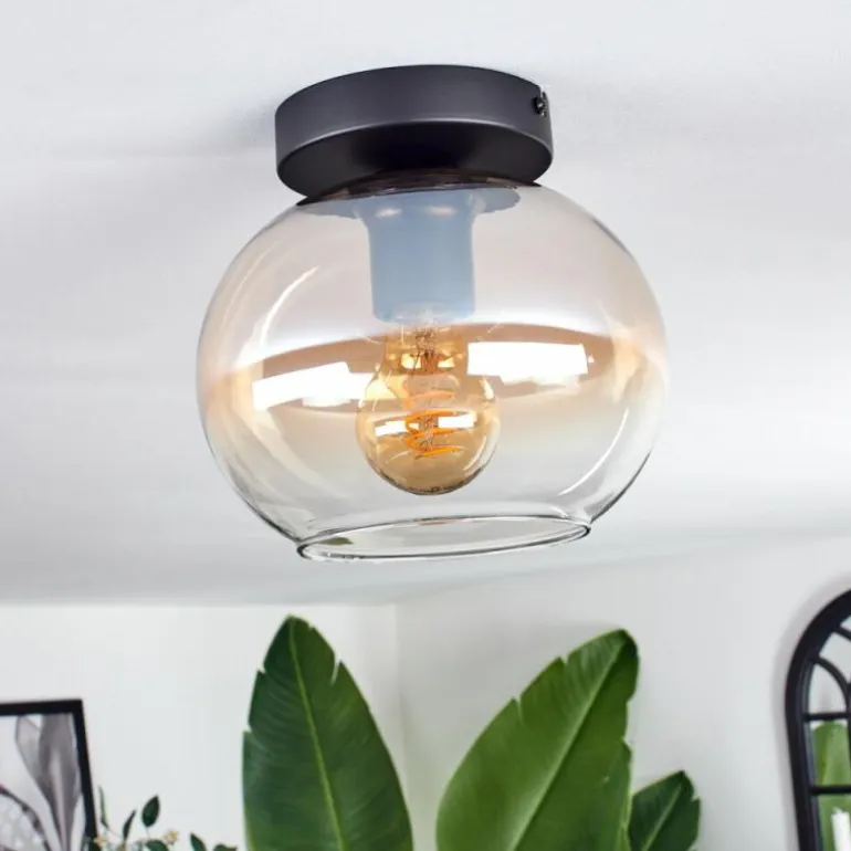 Plafonnier - Verre Apedo Ambre, Clair, 1 lumière