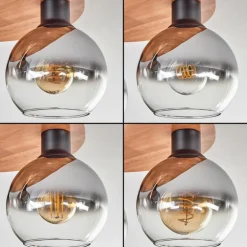 Plafonnier - Verre Koyoto Écru, Noir, 6 lumières