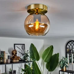 Plafonnier - Verre Koyoto Laiton, 1 lumière