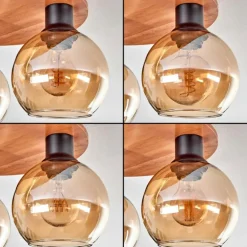Plafonnier - Verre Koyoto Écru, Noir, 5 lumières