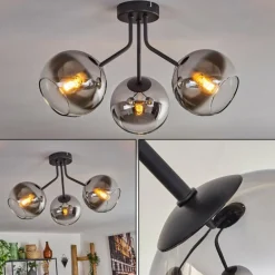 Plafonnier - Verre Koyoto Chrome, Clair, Fumé, 3 lumières