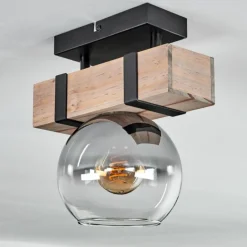 Plafonnier - Verre Montgomery Écru, Noir, 1 lumière