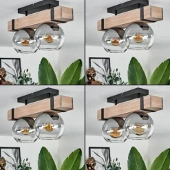Plafonnier - Verre Montgomery Écru, Noir, 2 lumières