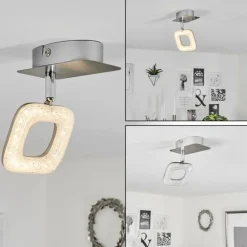 Plafonnier Villenauxe LED Chrome, Nickel mat, 1 lumière