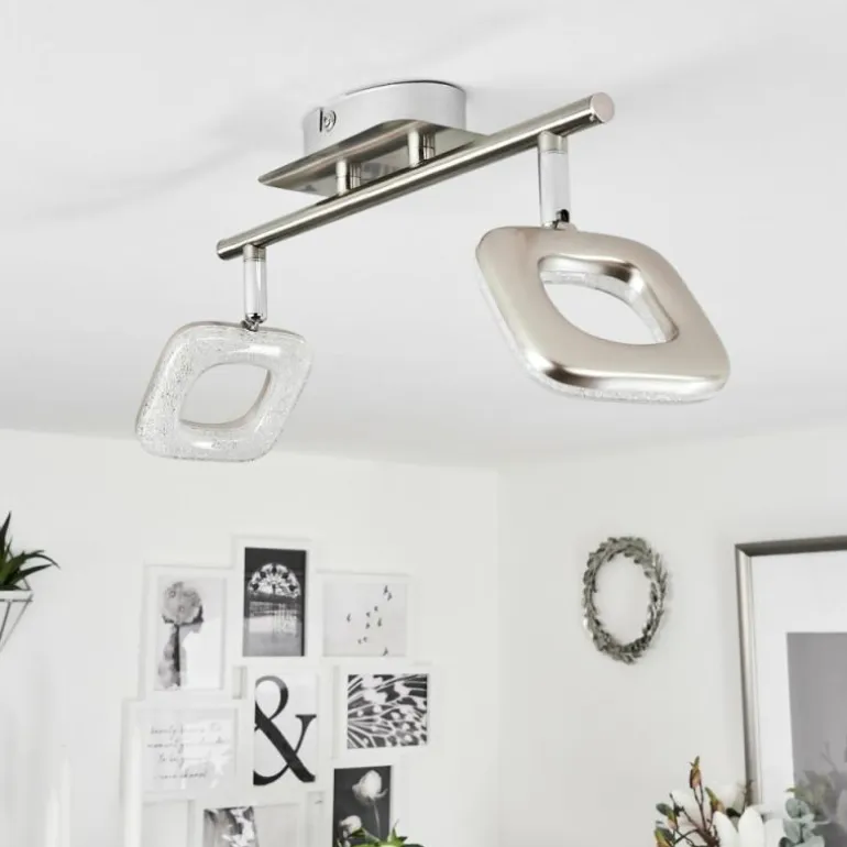 Plafonnier Villenauxe LED Chrome, Nickel mat, 2 lumières