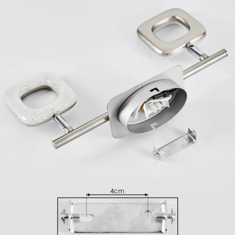 Plafonnier Villenauxe LED Chrome, Nickel mat, 2 lumières