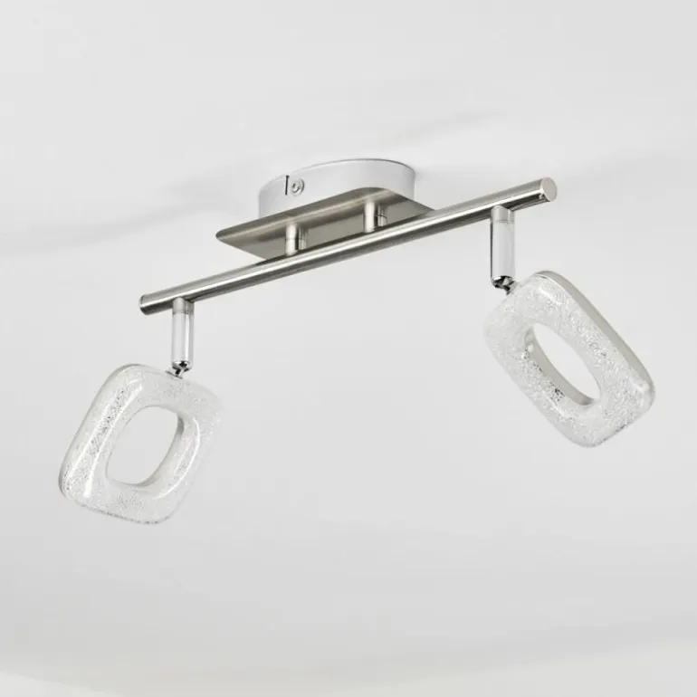 Plafonnier Villenauxe LED Chrome, Nickel mat, 2 lumières