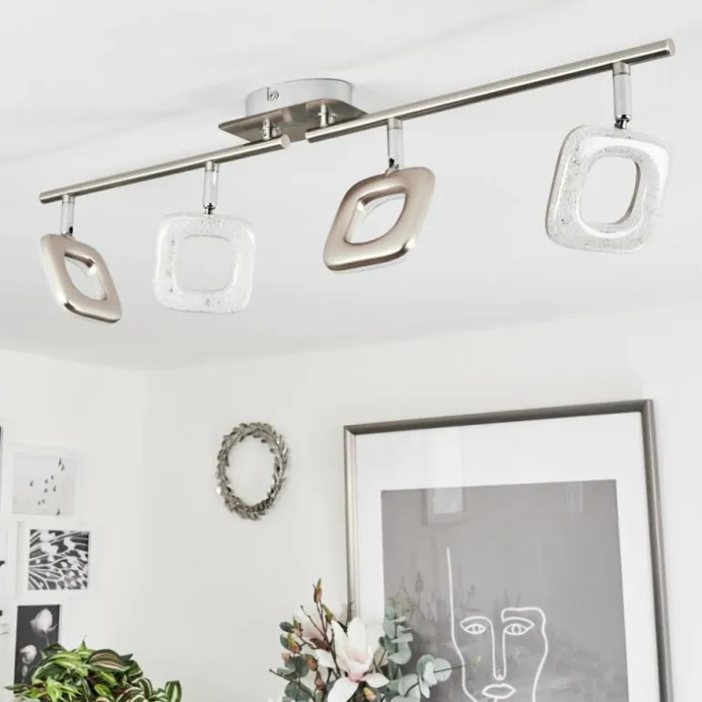 Plafonnier Villenauxe LED Chrome, Nickel mat, 4 lumières