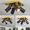 Plafonnier Zuoz Laiton, Noir, 4 lumières