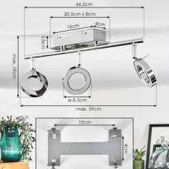 Plafonnier Altamahaw LED Argenté, 3 lumières