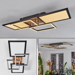 Plafonnier Avelal LED Brun, Couleur bois, Noir, 1 lumière