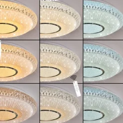 Plafonnier Avoriaz LED Transparent, Blanc, 1 lumière, Télécommandes