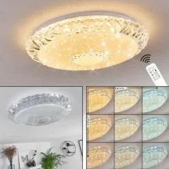 Plafonnier Avoriaz LED Transparent, Blanc, 1 lumière, Télécommandes
