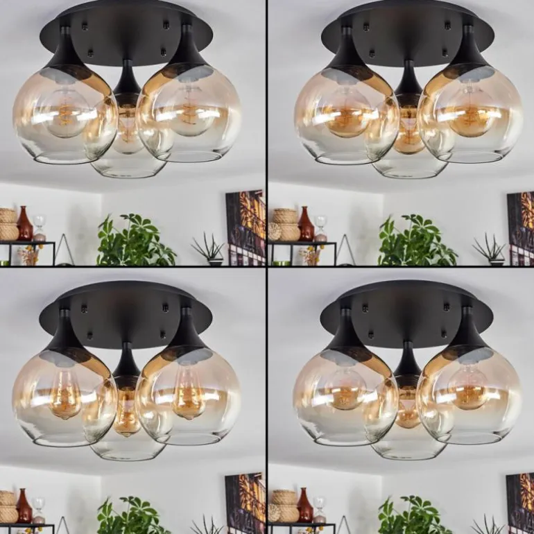 Plafonnier Azurara Noir, 3 lumières