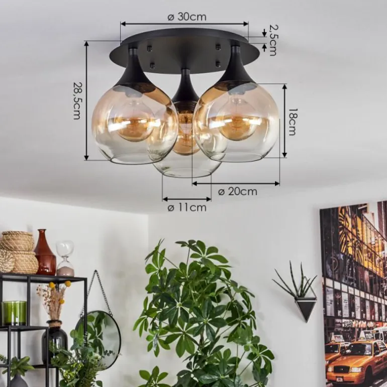 Plafonnier Azurara Noir, 3 lumières