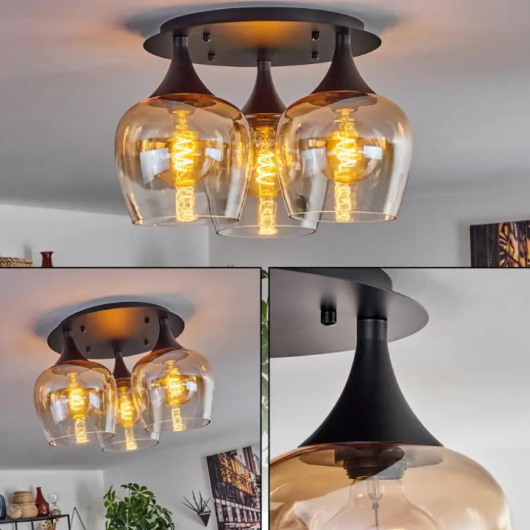 Plafonnier Azurara Noir, 3 lumières