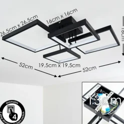 Plafonnier Bacolod LED Noir, 1 lumière