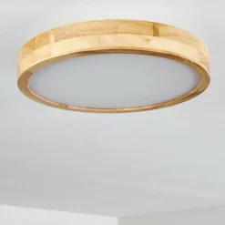 Plafonnier Bagaha LED Bois clair, 1 lumière, Télécommandes