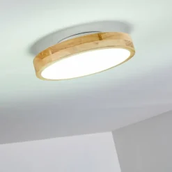 Plafonnier Bagaha LED Bois clair, 1 lumière, Télécommandes