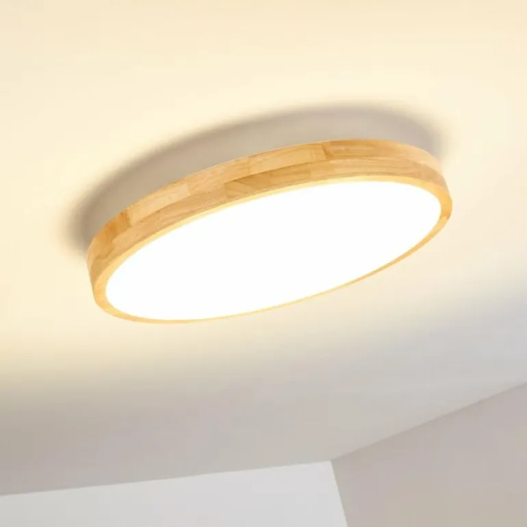 Plafonnier Bagaha LED Bois clair, 1 lumière, Télécommandes