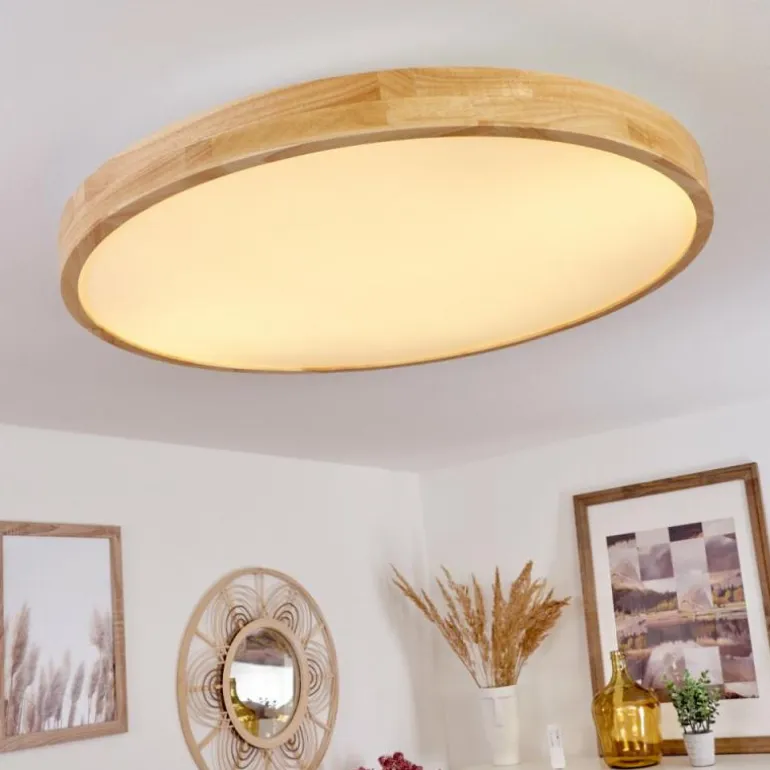 Plafonnier Bagaha LED Brun, Couleur bois, 1 lumière, Télécommandes