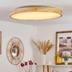 Plafonnier Bagaha LED Brun, Couleur bois, 1 lumière, Télécommandes
