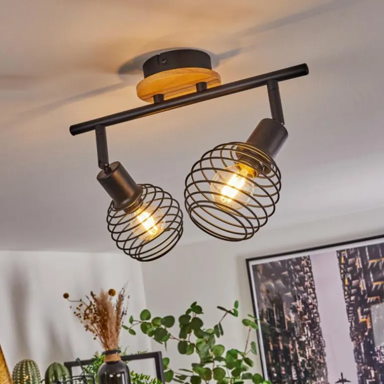 Plafonnier Ballis Écru, Noir, 2 lumières
