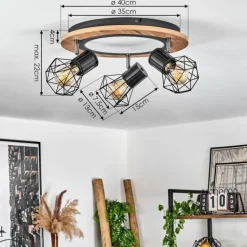 Plafonnier Bardhaman LED Chrome, Couleur bois, Noir, Blanc, 1 lumière