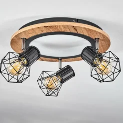 Plafonnier Bardhaman LED Chrome, Couleur bois, Noir, Blanc, 1 lumière