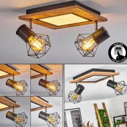 Plafonnier Bardhaman LED Chrome, Couleur bois, Noir, Blanc, 3 lumières