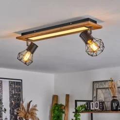 Plafonnier Bardhaman LED Chrome, Couleur bois, Noir, Blanc, 3 lumières