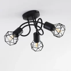 Plafonnier Baripada Noir, 3 lumières