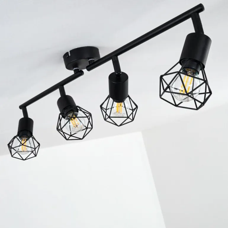 Plafonnier Baripada Noir, 4 lumières