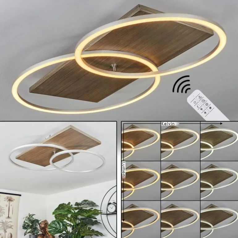 Plafonnier Blandford LED Écru, Nickel mat, Argenté, 2 lumières, Télécommandes