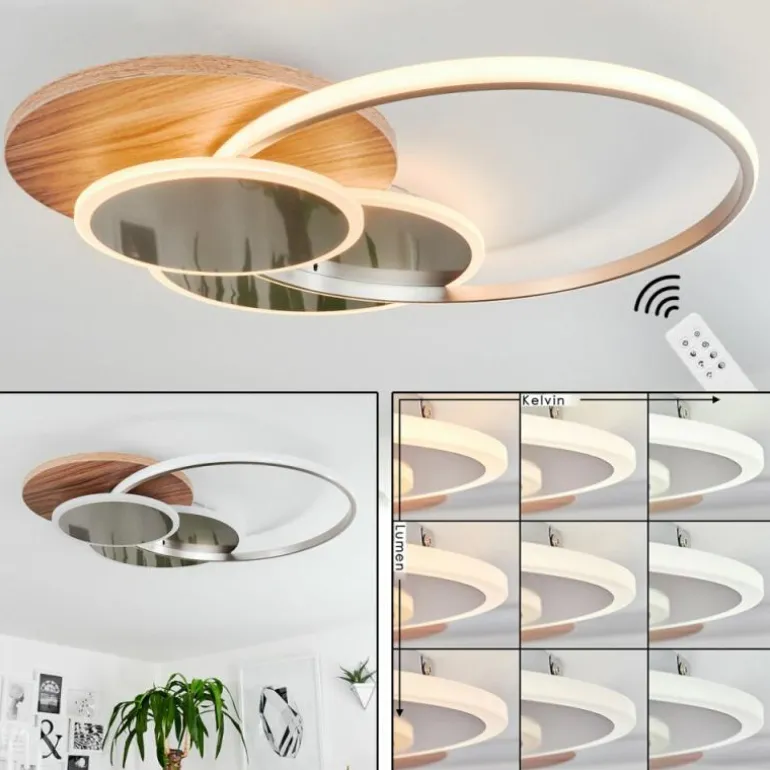 Plafonnier Blandford LED Écru, Nickel mat, Argenté, 1 lumière, Télécommandes